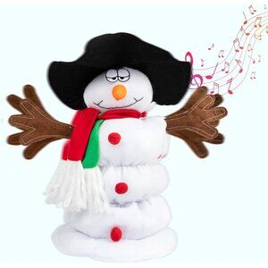 Gfilay Singing Dancing Snowman Plush Toy with Songs for Christmas Decoration